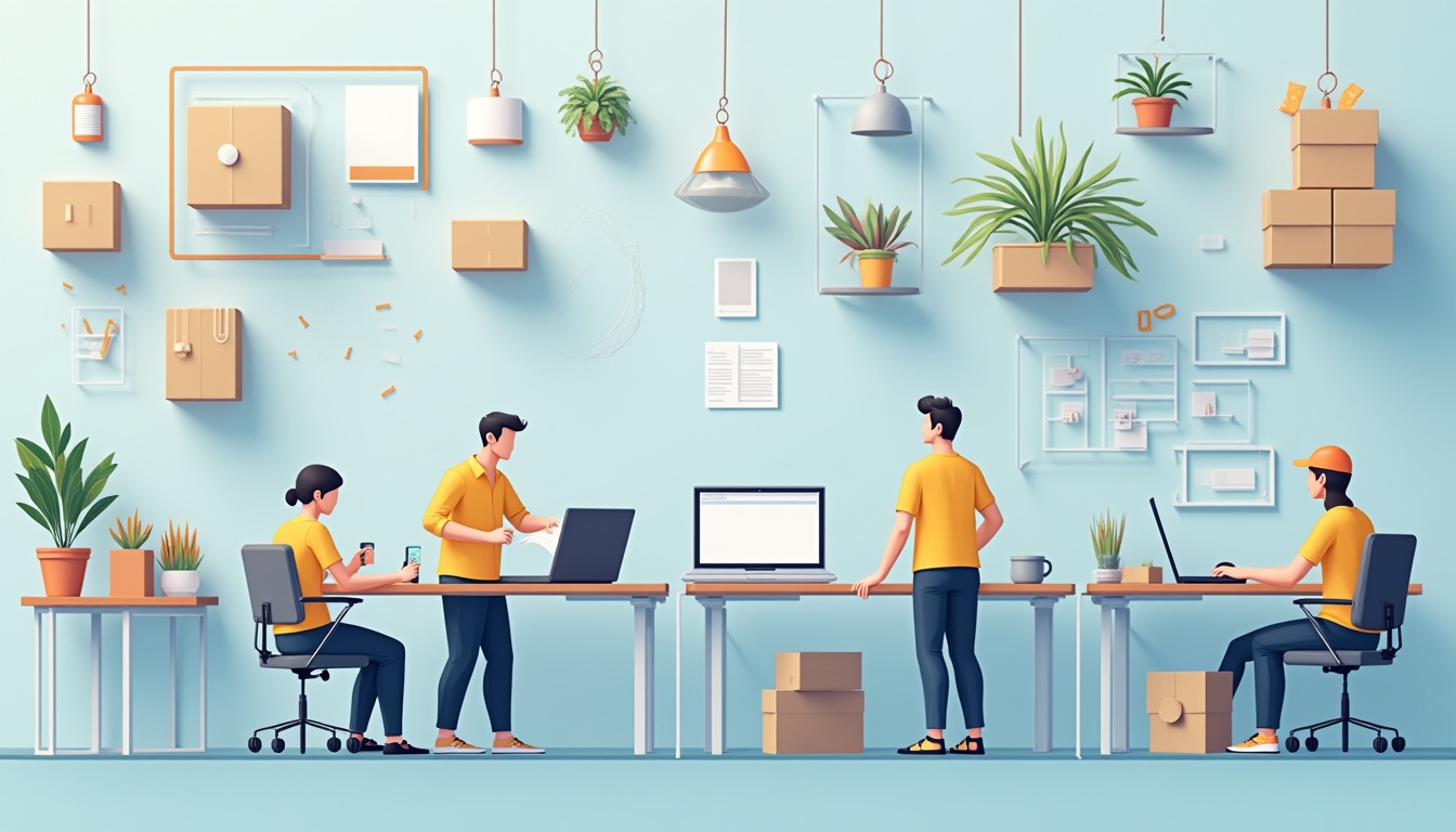 Ilustrație a procesului de crearea a site-urilor web, cu elemente de design, cod și strategie digitală.